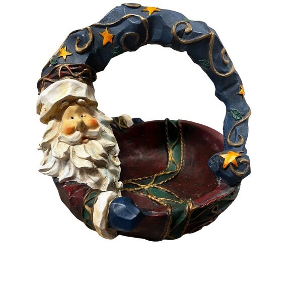 Hand-Painted Santa‎ Claus Vintage Christmas Candy Basket - Picture 1 of 6